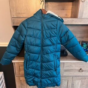Teal Kids Fleece Lined Puffer Jacket